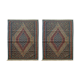 Pair of blue & green silk and wool kilims handmade persian rugs