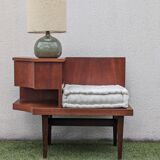 Vintage 1960s teak telephone hall bench