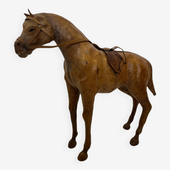 Vintage cuir papier mâché décoration cheval statue antique