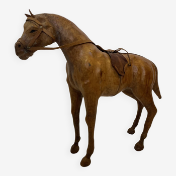 Vintage Leather Paper Mache decoration horse statue antique