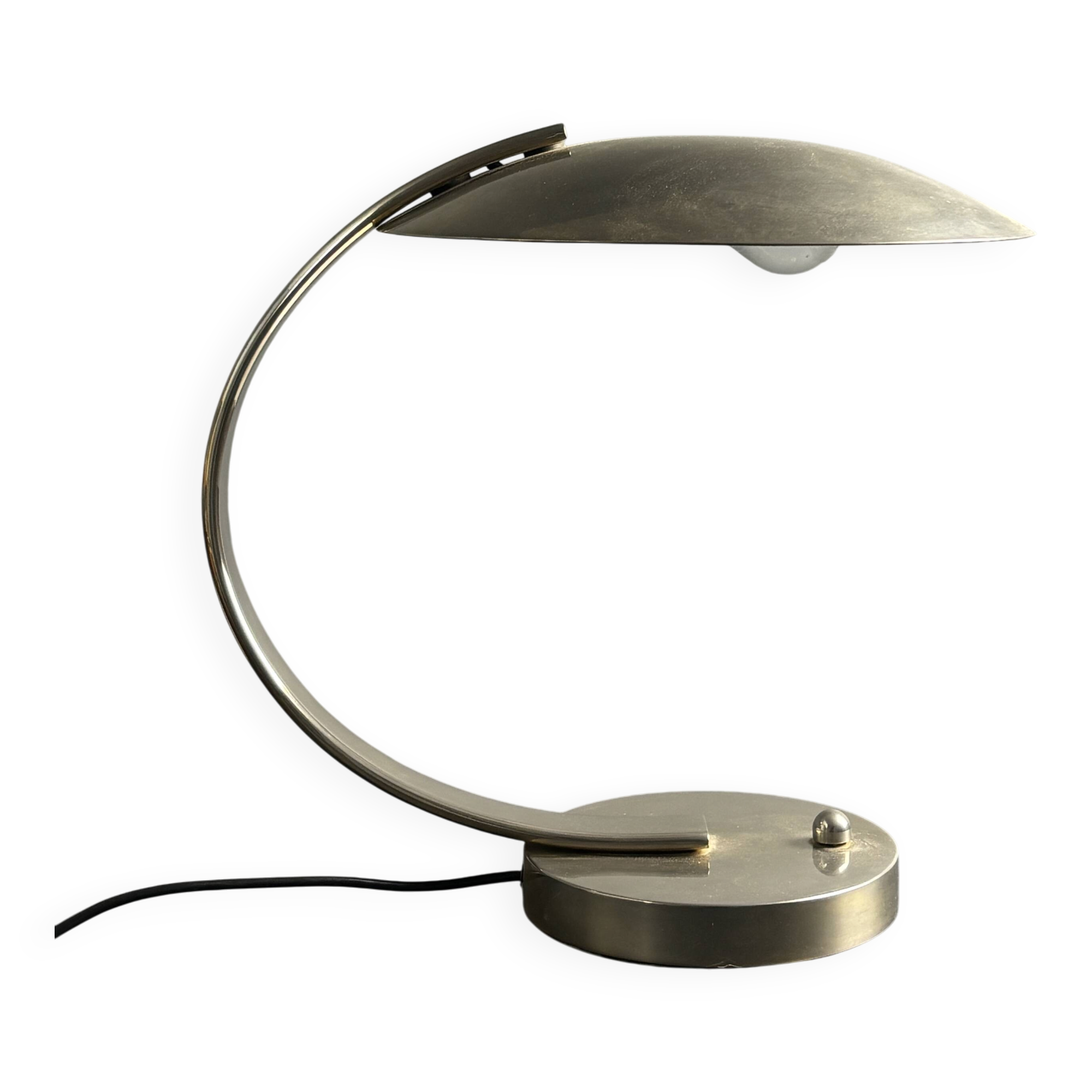 Art deco modernist arc desk or table lamp by Disderot, Soka, France, 1970s