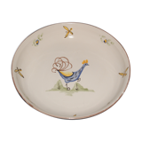 Plat à décor de coq , signé