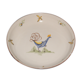 Large dish with rooster decoration, signed