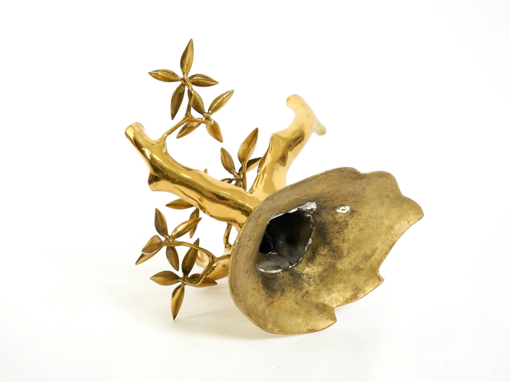 70s coffee table, model Bonsai by Willy Daro, made of brass and fire-gilded