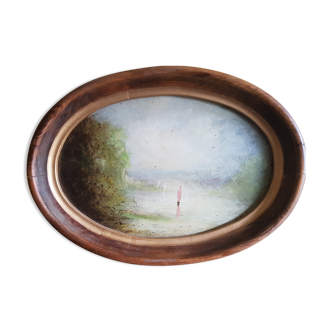 Oil on oval wood