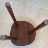 V massive wooden tripod stool