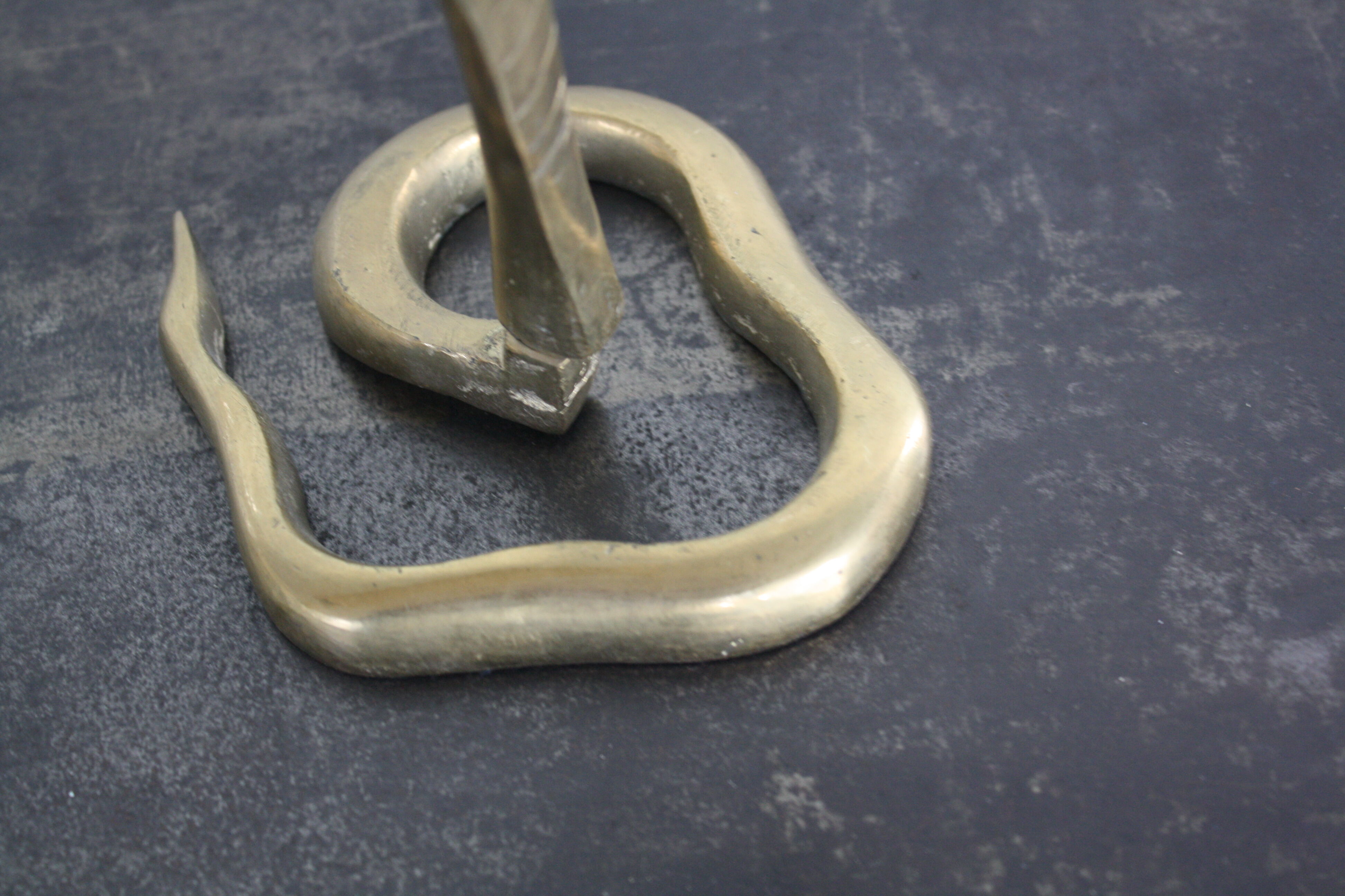 Candlestick zoomorphic snake cobra brass