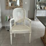 Caned medallion armchair