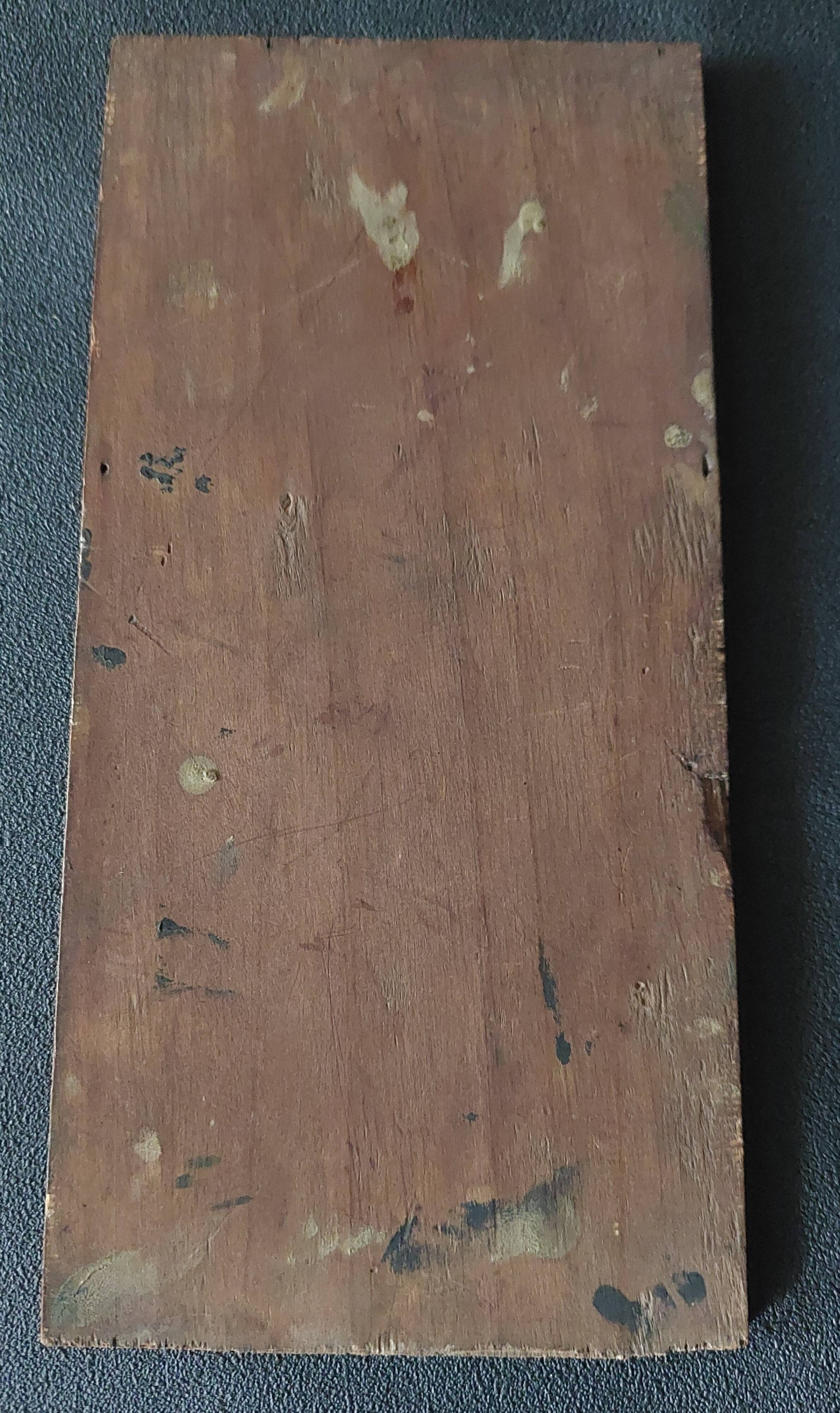 Oil painting on panel romantic landscape ruins late 19th century