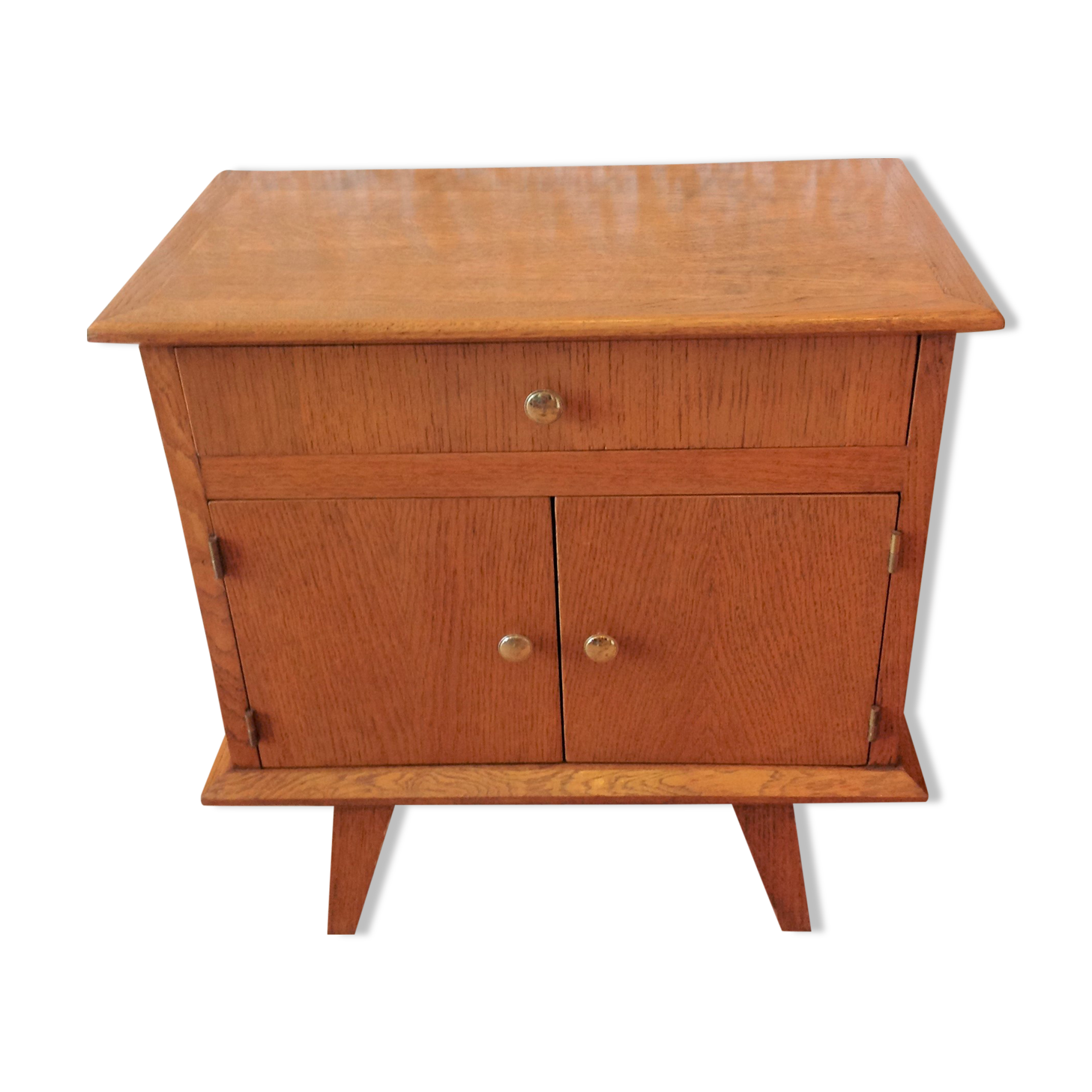 Bedside table feet compass in varnished chene / vintage 50s-60s