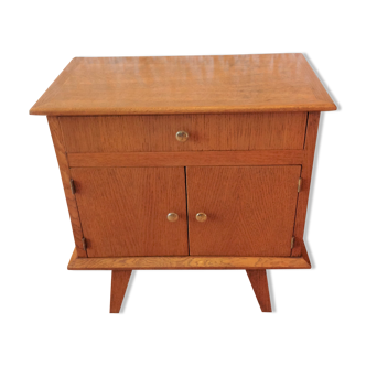 Bedside table feet compass in varnished chene / vintage 50s-60s