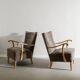 Vintage Swedish Mid Century Modern Wooden Grey Armchairs, 1940s