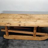 Large 19th century sculpted sled coffee table, folk art, France