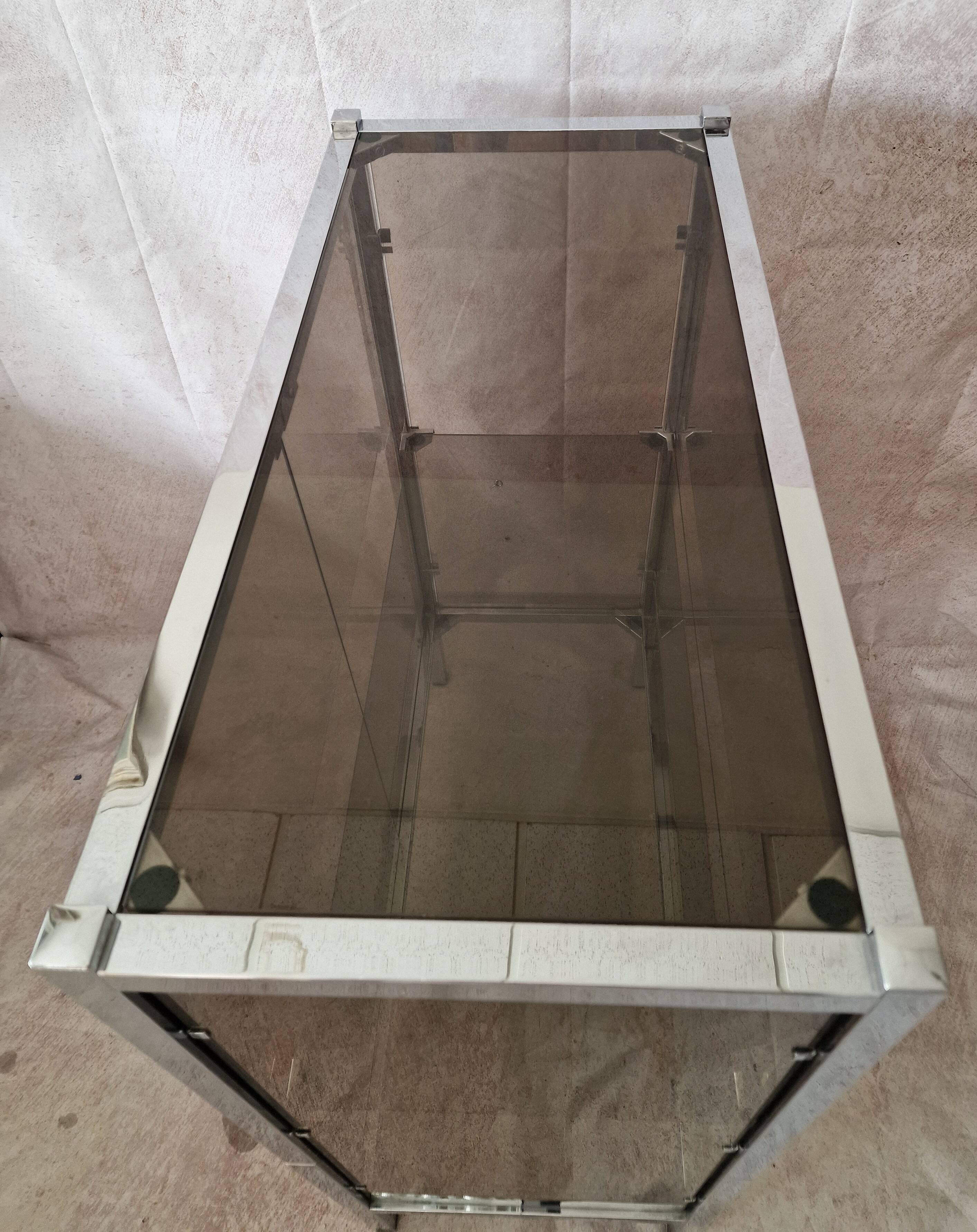 Smoked glass and stainless steel shelf
