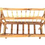Scandinavian rattan magazine rack, Sweden, 1950