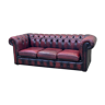 Canapé Chesterfield 3 places des années 70 en cuir rouge