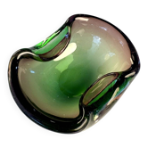 Ashtray / trinket dish in green and pink attributed to Murano 1950/60.