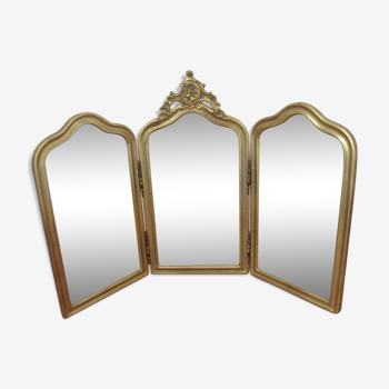 Miroir triptyque - cadre doré - 57x84cm