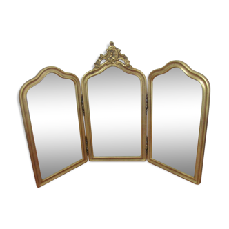 Miroir triptyque - cadre doré - 57x84cm