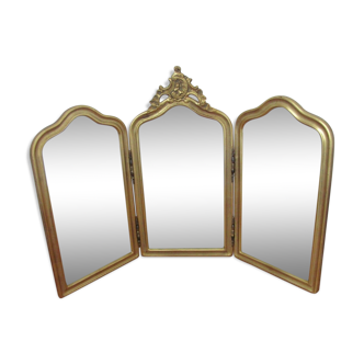 Triptych mirror - golden frame  - 57x84cm