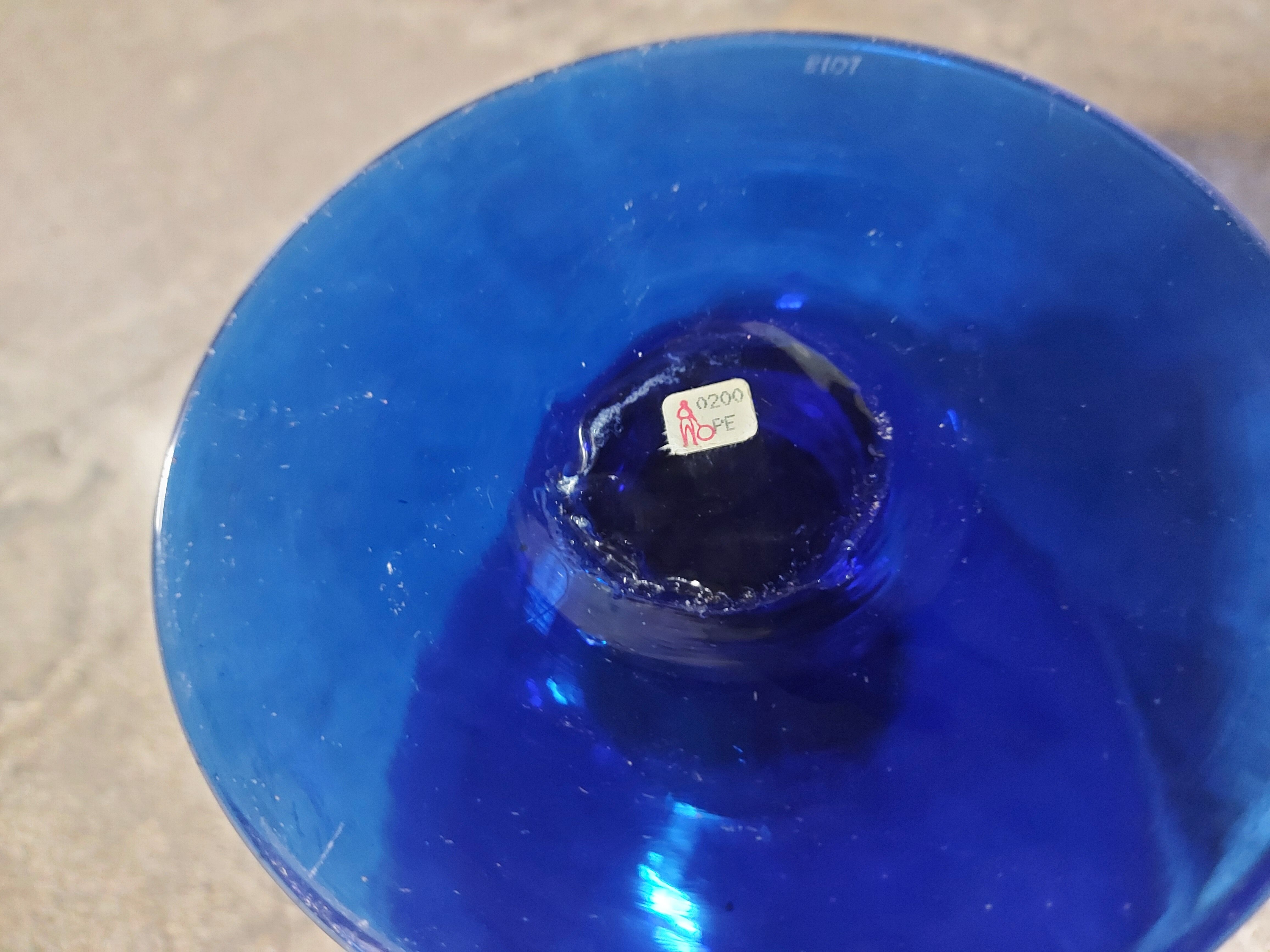 Glass cup of Biot, cobalt blue