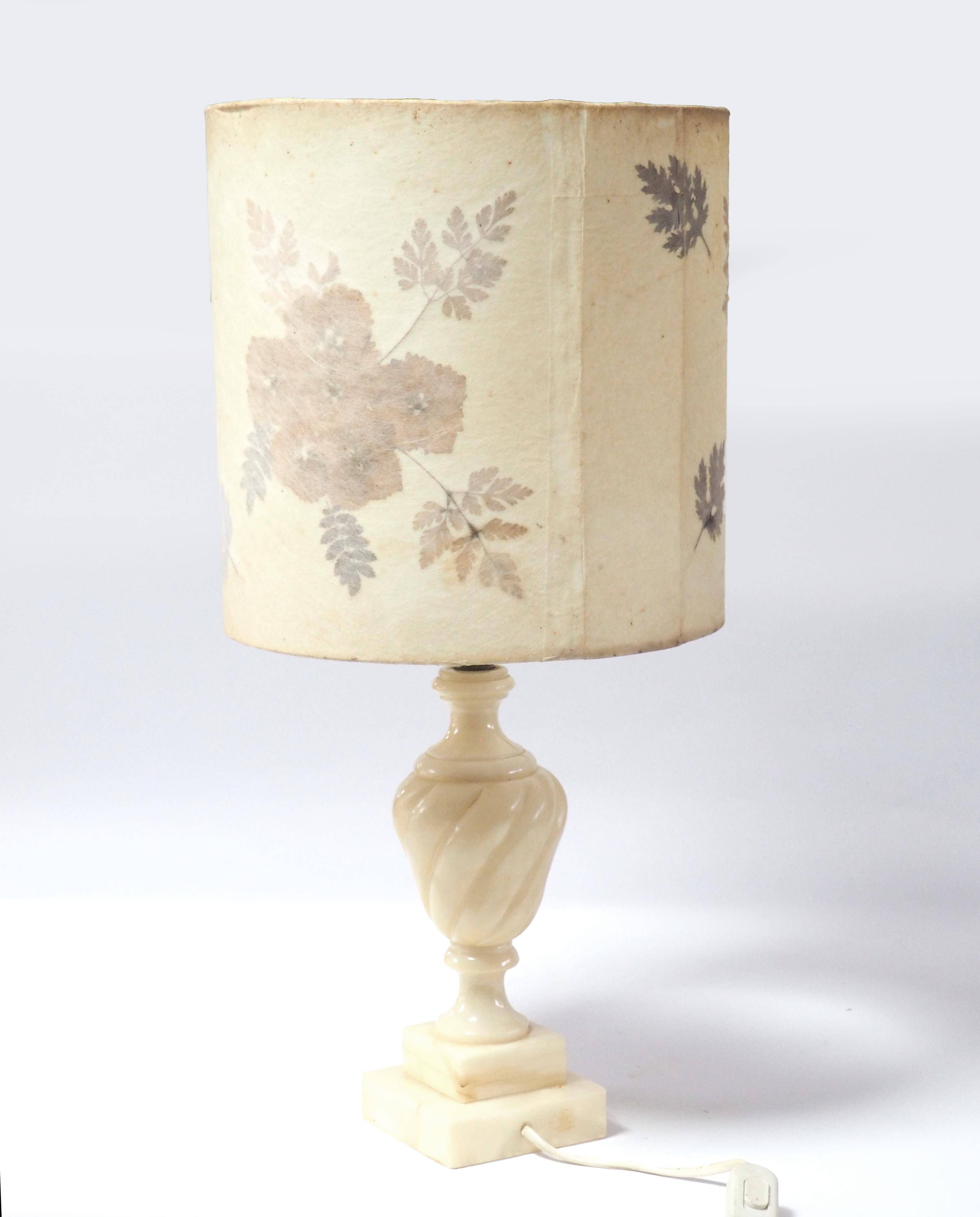Alabaster lamp and herbarium lampshade