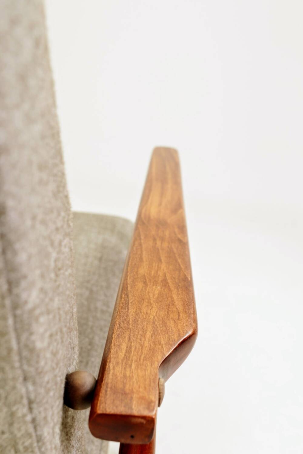 Beige mixed vintage armchair from the 1970s.