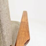 Beige mixed vintage armchair from the 1970s.