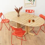 Dining table from the 1980s, solid bleached pine