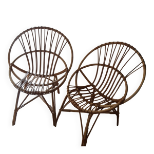 fauteuils en.rotin vintage