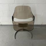 Chaise plexi acier attribué à Euro Steel