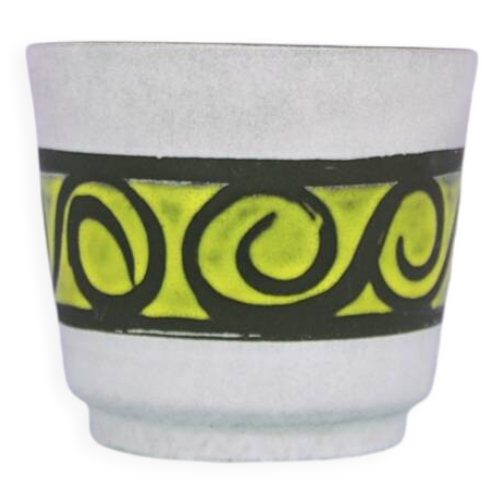 vintage white and neon yellow flower pot