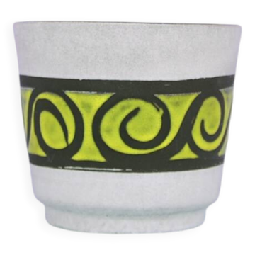 vintage white and neon yellow flower pot