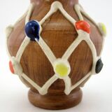 Small brown ceramic vase - Harlequin decor - Fratelli Fanciullacci Italy - vintage 50s