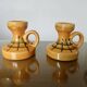 Pair of orange ceramic candlesticks from the 60s