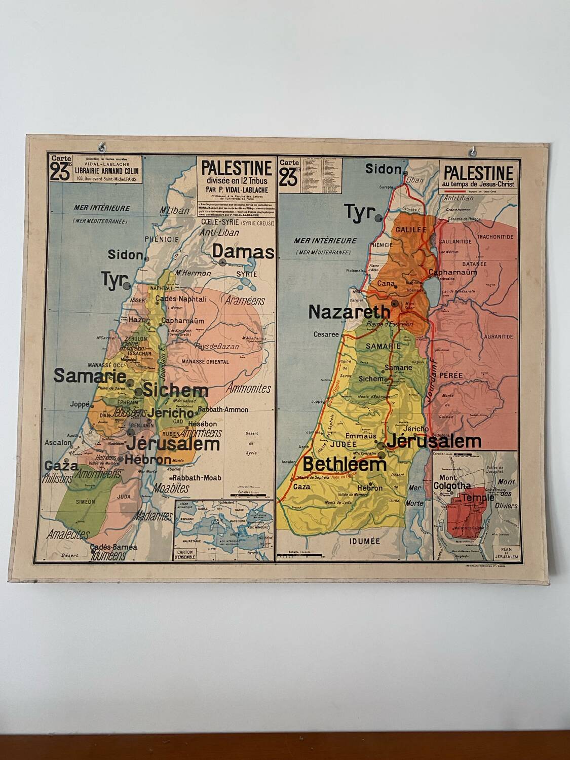 School map Vidal-Lablache No. 23 Palestine COLLECTOR