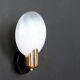 Pair of vintage wall lamps glass globe opalescent gold metal circa 1960
