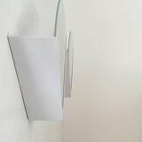 Pair of vintage metal and sandblasted glass wall lights, France 1970