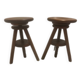 Pair of vintage tripod stools