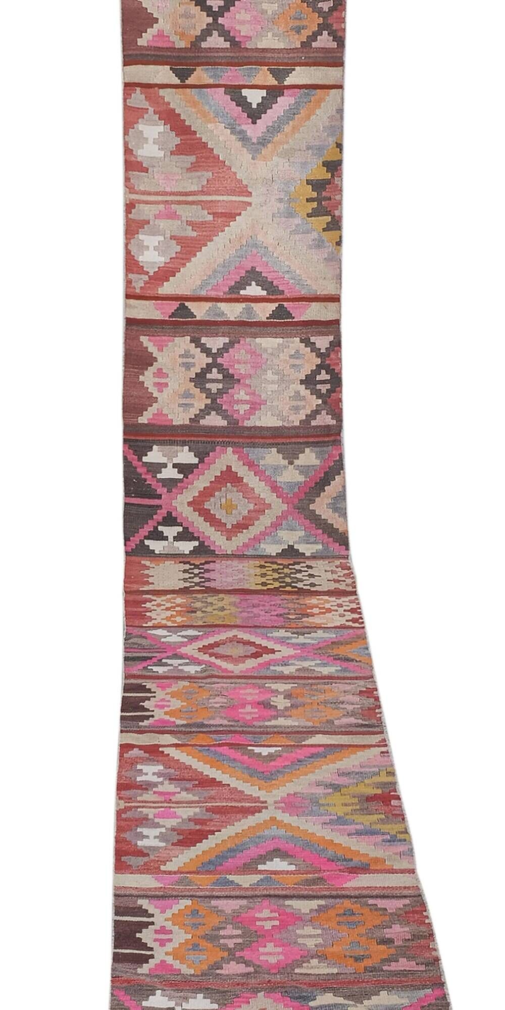Vintage Turkish hallway rug 77x667 cm