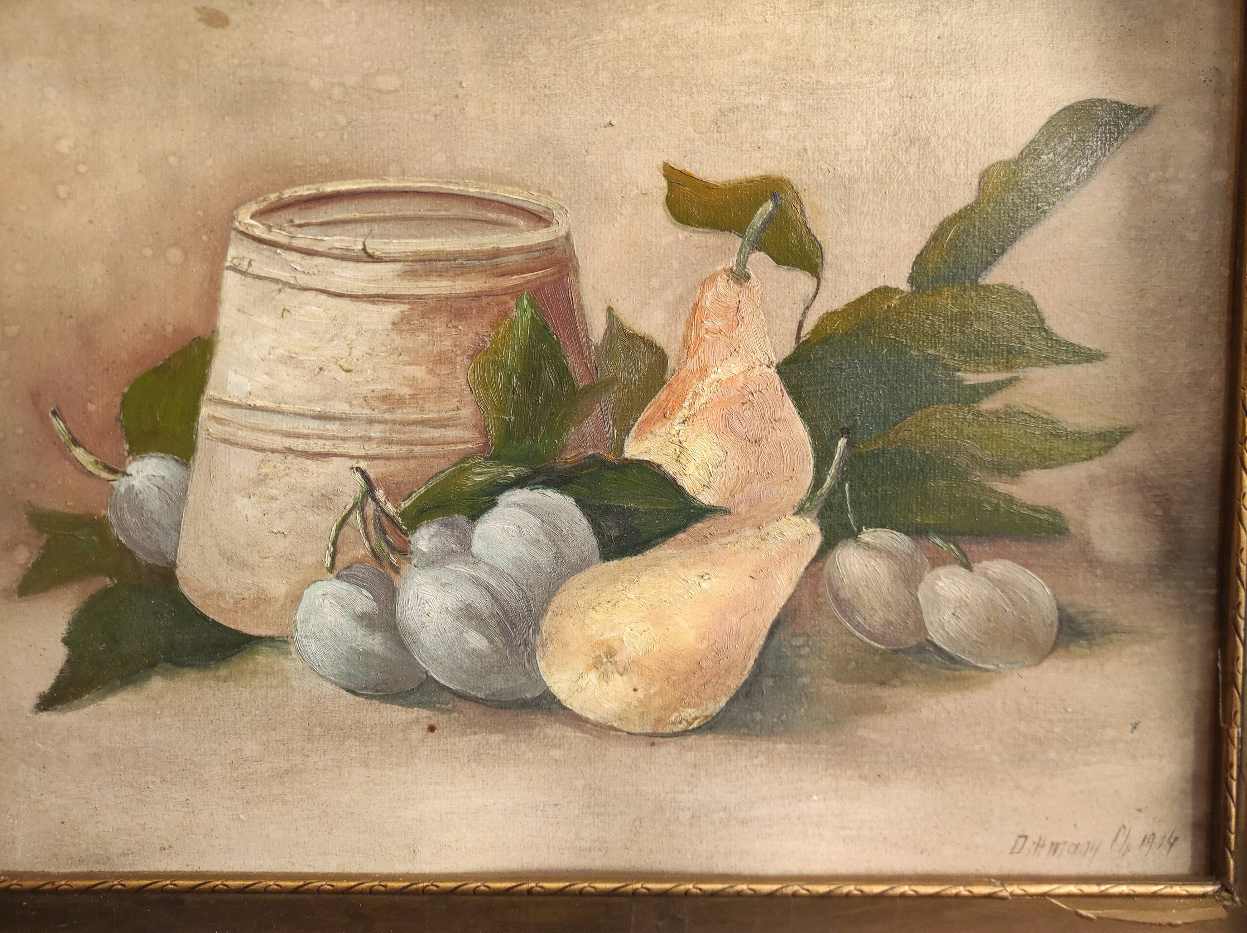 Nature morte vintage, signée Dihlmann, 1934