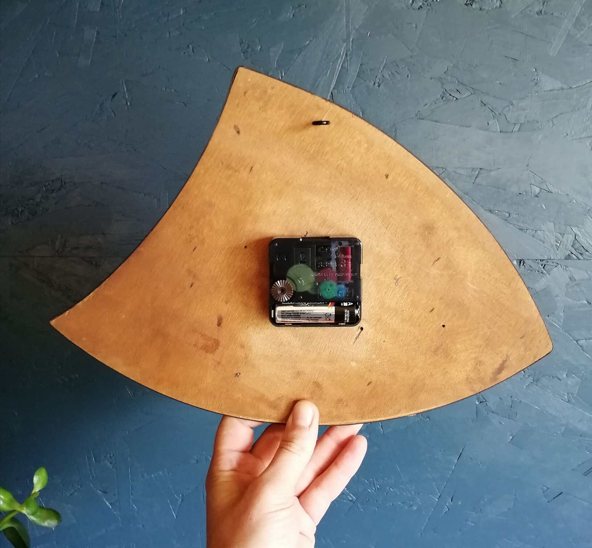 Vintage clock asymmetrical silent wall pendulum "Black Bayard"