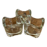 Trio of thick glass tea light candle holders