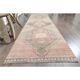 1970s Turkish Oushak Handmade Wool Cotton Orange Runner Rug 98x346