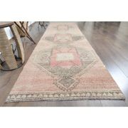 1970s Turkish Oushak Handmade Wool Cotton Orange Runner Rug 98x346
