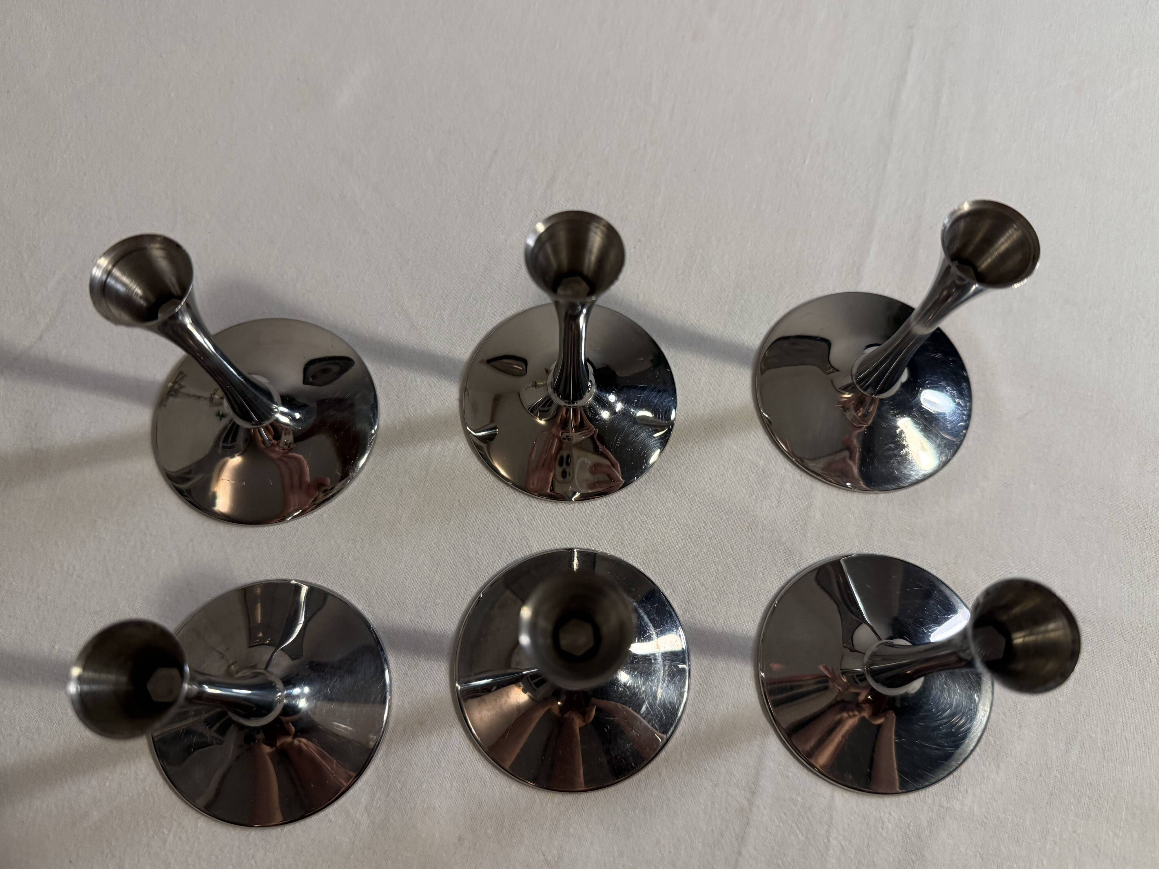 Set of 6 metal candle holders AMC vintage Space Age style