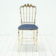 Italian Chiavari brass & blue velvet chair, 1950s