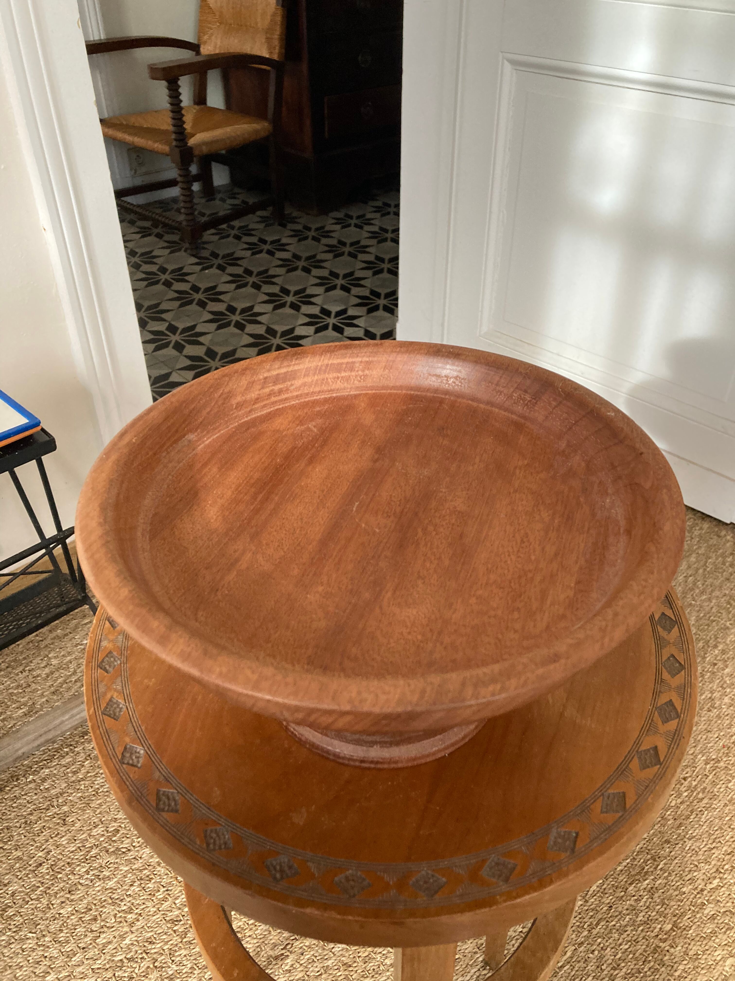 Compotier in solid turned wood 1970