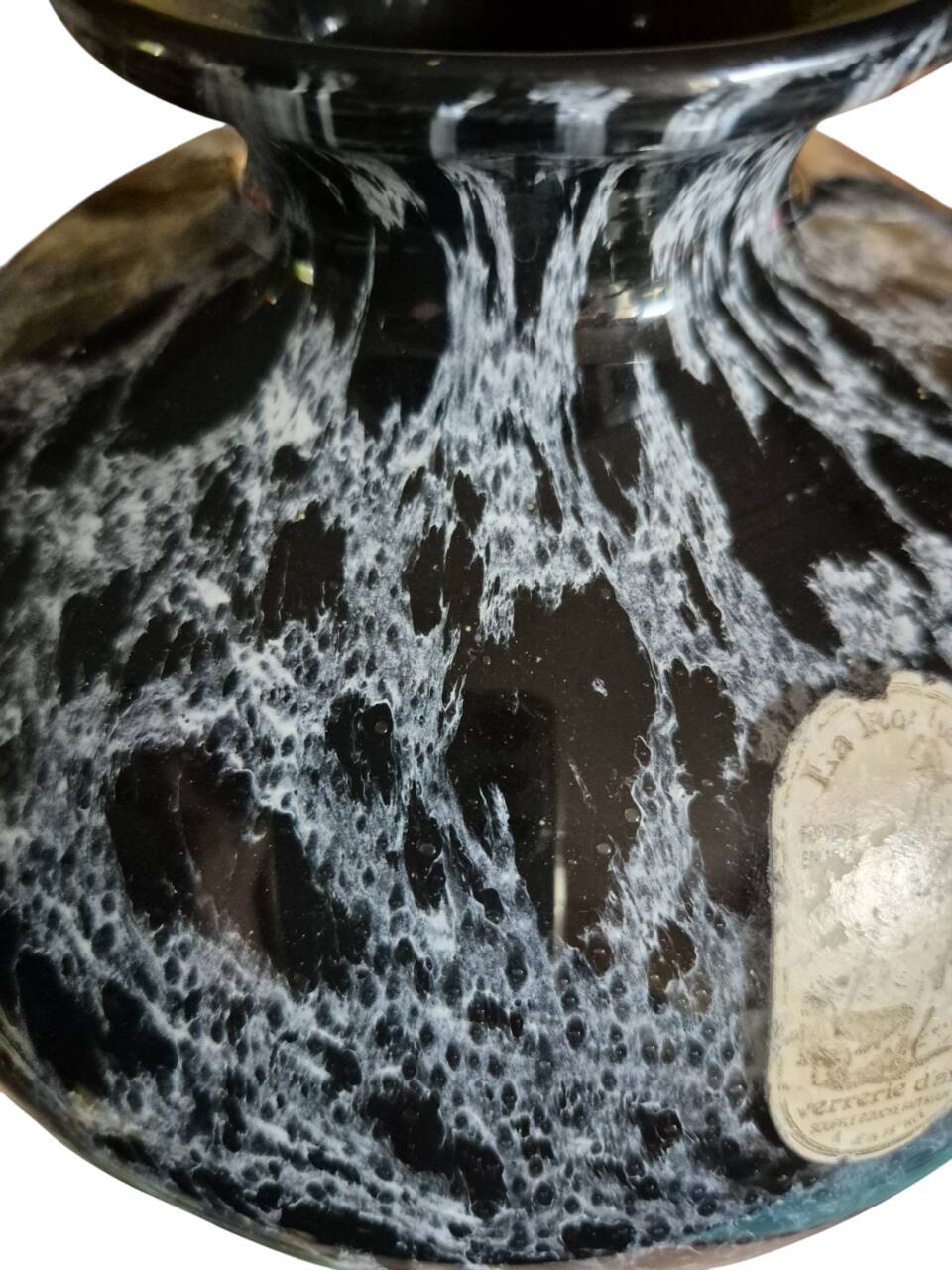 La Rochére marbled black and white ball vase, 20th century