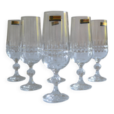 6 flutes à champagne en cristal de Bohème Tchécoslovaquie